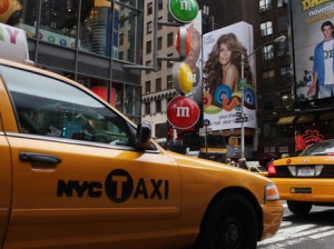 taxis in Times Square, NYC