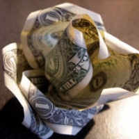 crumpled dollar bill